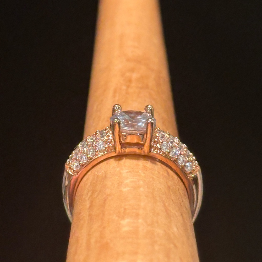 Clementine 18k Rose Gold Plated Paved Band CZ Ring - Size 8